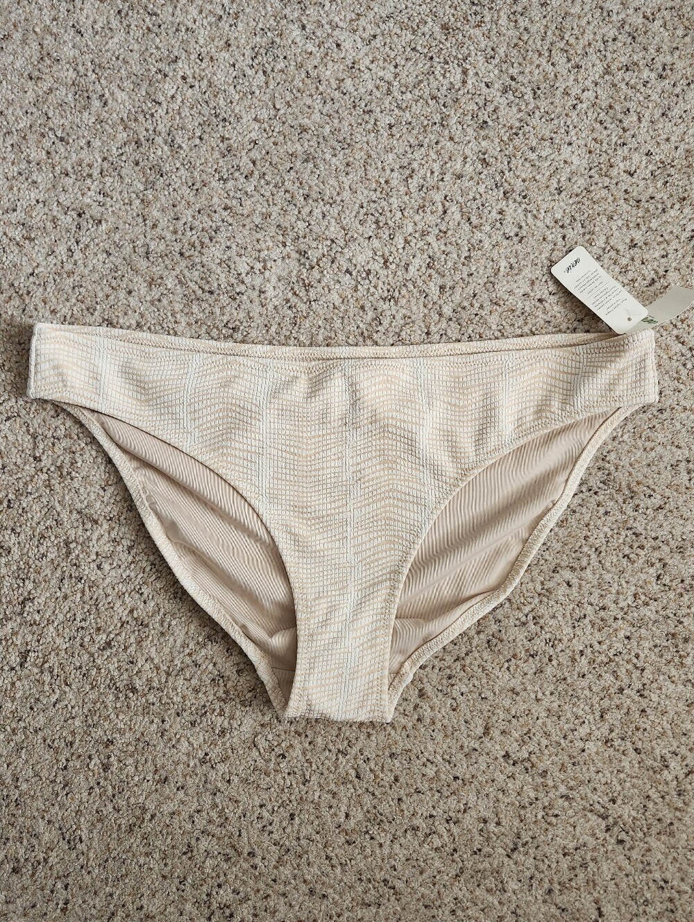 New aerie Cream Textured Bikini Bottoms